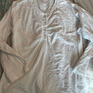 Cabela's White Knit Henley Shirt with Red Logo